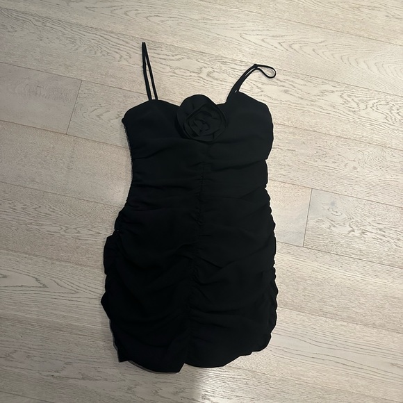 Dynamite Ruched Mini Dress With Rosette in black - Picture 5 of 7